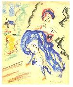 Ernst Ludwig Kirchner Dancer in a blue skirt oil